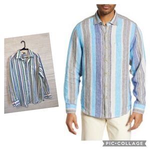 TOMMY BAHAMA LINEN BAJA BAY FADED STRIPE LS SHIRT